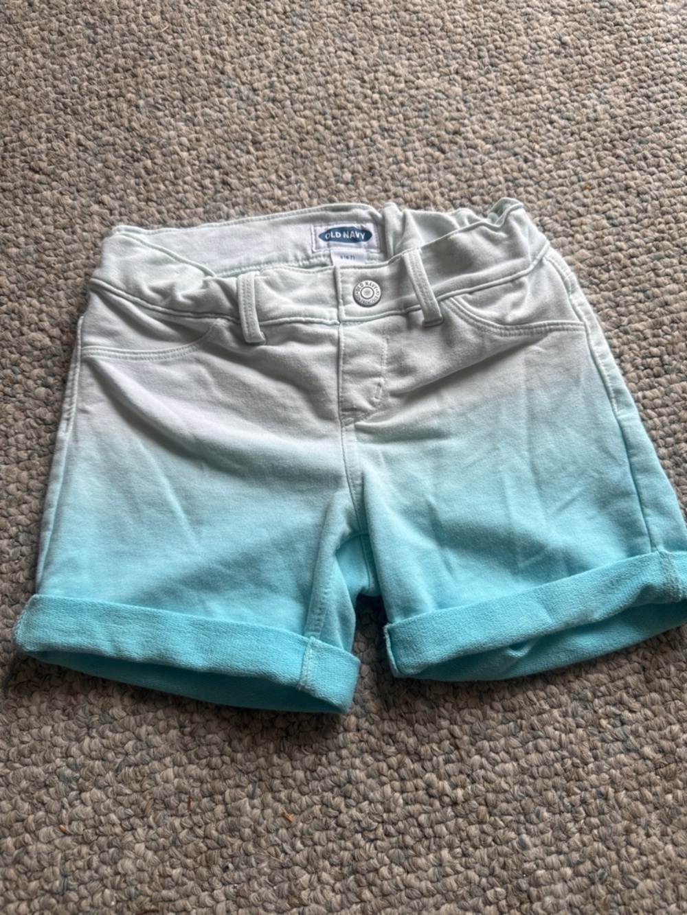 Old Navy Girls Aqua-to-White Ombre Cuffed Shorts